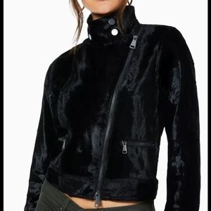 Ramy Brook Danser Cropped Faux Fur Moto Jacket